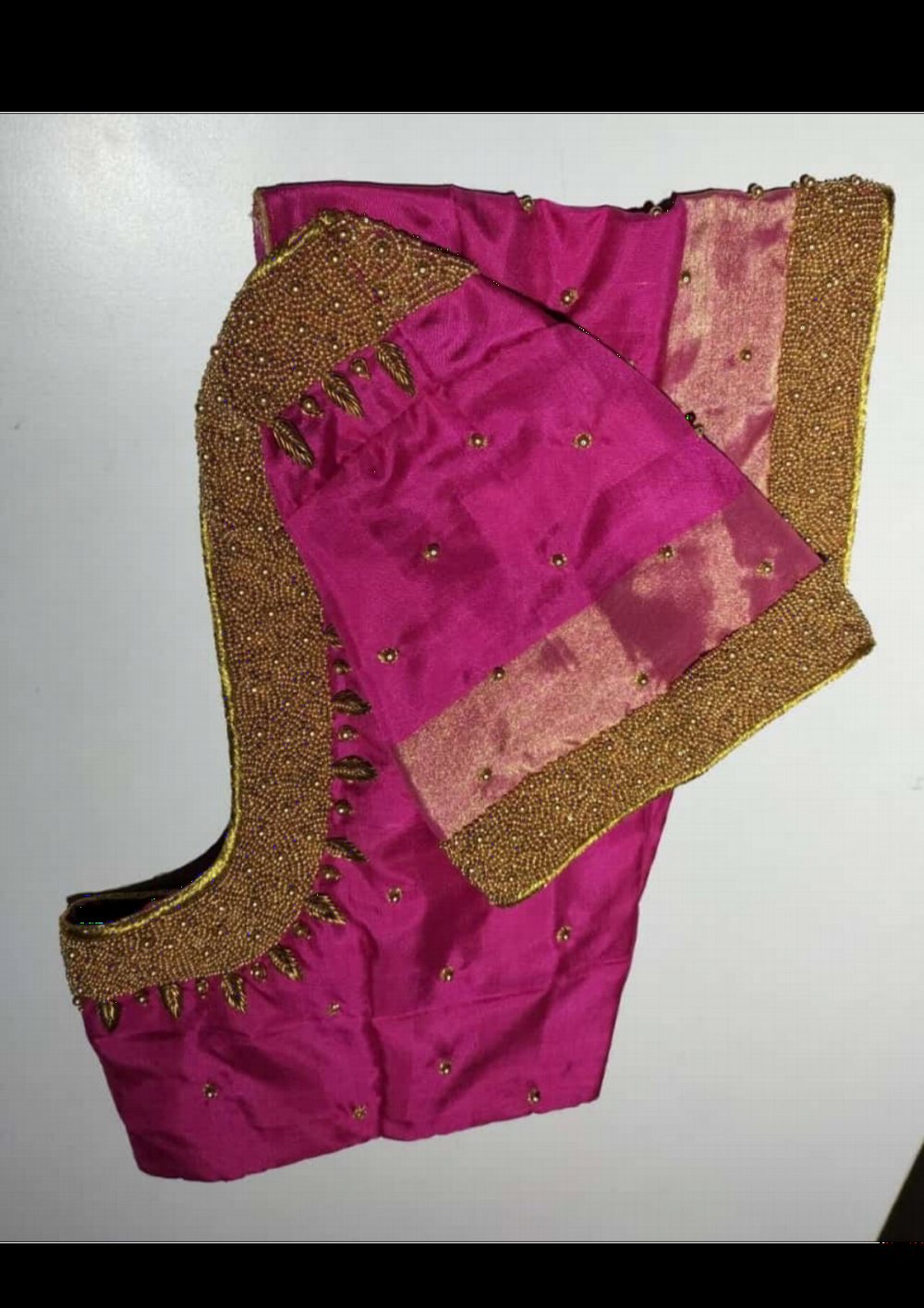 Pink Aari Work Bridal Blouse